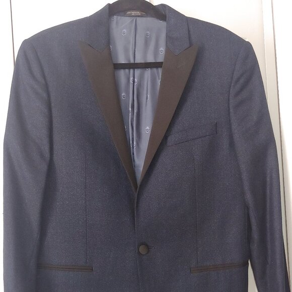 Tuxedo Jacket - Sz 40 - Navy tweed type blue / black lapel - Varvatos Soho Fit - Picture 1 of 13